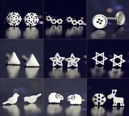 925 pure Silver earring needleplated platinum Earring SnowStarSheepTriangle mix delivery no fade 9358701