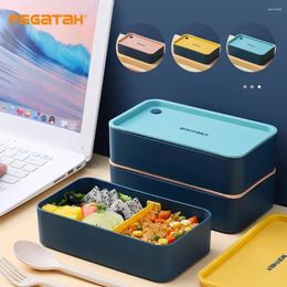 Dinnerware Japanese Lunch Box Portable Kids Office Worker Microwave Plastic Bento Boxes With Movable Compartment Salad Fruit Container
