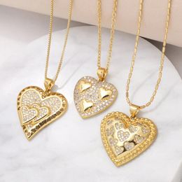 Pendant Necklaces FLOLA Hollow Out Heart For Women Crystal Gold Plated Necklace Jewelry Gifts Girlfriend Bulk Item Nket49