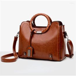 Evening Bags Soft Oil Wax PU Leather Handbag Women Messenger Bag Casual Tote Capacity Lady Shoulder Crossbody Sac