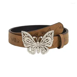 Belts Elegant Waist For Jeans Dress Rhinestones Butterfly Buckle Embossed Belt Girls Body Jewellery Skinny Chain
