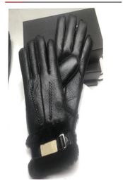 winter Luxury Sheepskin Leather Gloves For Men fashion Designer Mens Genuine Real Leathers glove soft warm fleece inside Sexy driv1974105