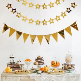 Party Decoration 3pcs Set 16.4ft Gold Paper Card Personalized Banner Flags Pennant