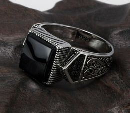 Guaranteed Mens Rings Silver s925 Antique Turkish Rings For Mens Signet Ring With Stone Color Square Turkish Jewelry Anello Uomo4567459