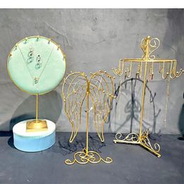 Decorative Plates Simplicity Jewellery Storage Rack Golden Stand Dressing Table Necklace Display Shelves Earrings Hanging Board Cosmetic
