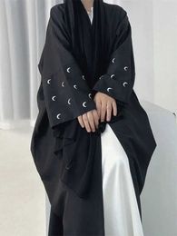 Ethnic Clothing Ramadan Black Moon Abaya Kimono Ka Turkey Islam Muslim Modest Dress Damen Prayer Clothes Women Kaftans Robe Femme Musulmane T240510