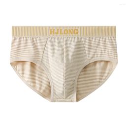 Underpants Mens Sexy Loose Stripe Briefs Cotton Underwear Breathable Peni Big Pouch Panties Scrotum Bulge