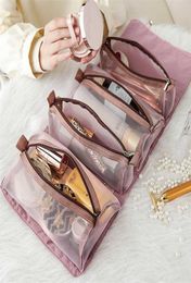 Cosmetic 1 4PCS Bag in For Women Zipper Mesh Separable Cosmetics Pouch Ladies Foldable Nylon Bag Rope Makeup Bag Kosmetyczka 202216253023