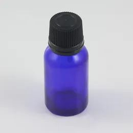 Storage Bottles Cosmetic Blue Glass Bottle For Essential Oil 15ml With Black Plastic Screw Cap In Stock