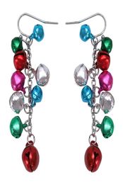Multicolor Silver Tone Christmas Jingle Bells Dangle Earrings Chandelier2006577