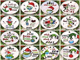 2021 Grinch Christmas Ornament Xmas Hanging Ornaments for Tree Decor Baubles Indoor Outdoor Sublimation Blanks To My Son Daughter7511652