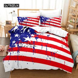 Bedding Sets American Flag Duvet Cover Set Microfiber Red White Stripe Decor Independence Day Freedom Theme Quilt For Teens