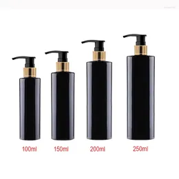 Storage Bottles 100ml 150ml 200ml 250ml Empty Black Liquid Soap Pump Container For Personal Care Lotion Gold Cosmetic Containers
