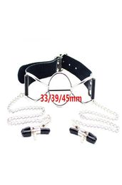 Metal Nipples Clamps Mouth Gag Plug Bondage Slave Restraints Leather Belt In Adult Games For Couples Fetish Oral Sex Toys For Wome9045221