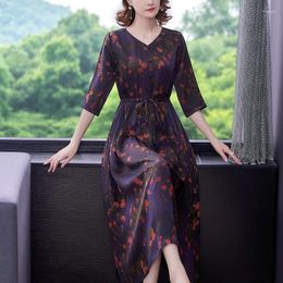 Party Dresses Printed Watered Gauze Women Fall 2024 Women's Silk Waist Temperament Of The Skirt Dress