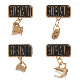 Brooches BARISTA Brooch Coffee Pot Latte Jar Milk Frothing Pitcher Coffeemaker Bean Cup Creative Metal Badge