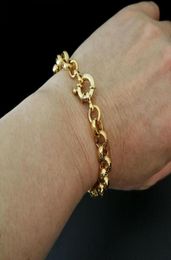 18k gold filled belcher bolt ring Link mens womens solid bracelet jewllery in 1824cm Length8MM53695257101215