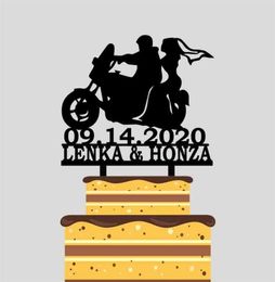 Other Festive Party Supplies Personalized Motorbike Wedding Cake Topper Custom Couples Name Date Bride And Groom Riding Motorcyc9501882