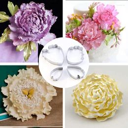 Baking Moulds 4pcs/lot Fondant Cake Decoration Floral Petal Petals Cutter Flower Mold Peony Stainless Steel Decorating Tools LB 386