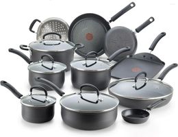 Cookware Sets Ultimate Hard Anodized Nonstick Set 17 Piece Oven Safe 400F Lid 350F Pots And Pans Dishwasher Black