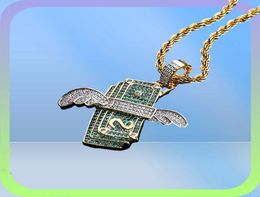 Fashion necklace chains New Iced Out Flying Cash Solid Pendant Necklace Mens Hip Hop Gold Silver Color Charm Chain Jewelry Gifts254211269