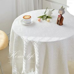 Table Cloth Tablecloth Japanese Ins Cotton White Advanced Touch Light Luxury Tea Round Table_AN3041