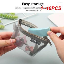 Storage Bags 1-10PCS Transparent Mesh Bag Office Organizer Cosmetic Jewelry Earphone Cords Bank Cards Holder Travel Nylon