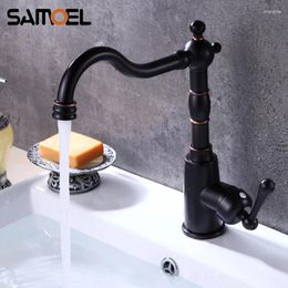 Bathroom Sink Faucets Industrial Style Brass Black Faucet Mixer 360° ORB Rotating Kitchen Cold Water Tap Torneira Banheiro B3381