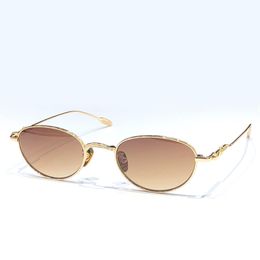 Oval Metal Sunglasses Brown Shaded Women Designer Sunglasses Men Summer Shades Sunnies Lunettes de Soleil UV400 Eyewear