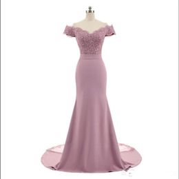 New Arrival Pink V Neck Cap Sleeve Vintage Lace Appliques Beaded Mermaid Bridesmaid Dresses Party Gowns Vestido De Festa 252I