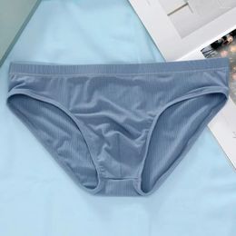 Underpants Mens Sexy Ice Silk Brie Bugle Soft Elasticity Underwear Comfortable Breathable Low-rise Silky Quick-Drying Thong