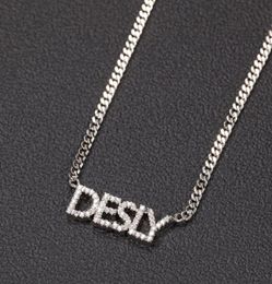 AZ Custom Name Letters Gold Necklaces Womens Choker Mens Fashion Hip Hop Jewelry Iced Out DIY Letter Pendant Necklace8206281