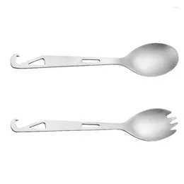 Spoons Camping Spoon 2 In 1 Design Pure Titanium Spork Lightweight Soup Reusable Picnic Tableware Backpacking Flatware