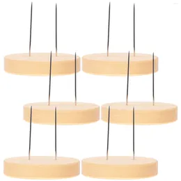 Decorative Plates 6 Set Of Finished Felting Displaying Stand Holder Wooden Bases Needle Display Rack