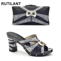 Dress Shoes Latest Italian Ladies Wedding And Bag Set Decorated With Rhinestone African Matching Bags In Women