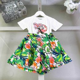 Luxury baby tracksuits girls summer suit kids designer clothes Size 90-160 CM Short sleeved T-shirt and green shorts 24May