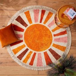 Carpets Sun Round Carpet Tufting Rug Non-Slip Cute Colourful Kids Rugs For Bedroom Washable Throw Area Living Room Office