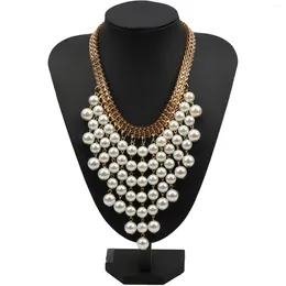 Pendant Necklaces Pearl Necklace For Women Big Long Chunky Statement Bead Metal Chain Pearls Matching Western Costume Jewelry