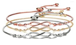 Charm Bracelets Fashion Crystal Infinity Bracelet For Women Summer Adjustable Cz Endless Love Tennis Birthday Jewelry Gift1918957