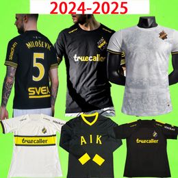 2024 2025 AIK Solna soccer jerseys white STOCKHOLM Fans Player version FISCHER HUSSEIN OTIENO GUIDETTI THILL TIHI HALITI 132 years 24 25 long sleeve football shirt