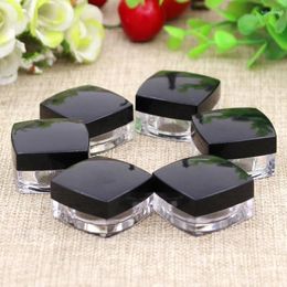 Storage Bottles 3g5g Acrylic Cream Bottle Small Sample Box Face Black Cover Square Travel 50pcs/lot