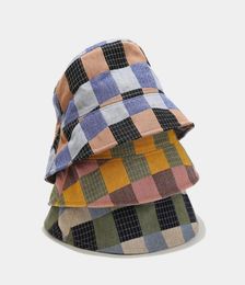 LDSLYJR Cotton Colourful Plaid Bucket Hat Fashion Joker Outdoor Travel Sun Cap For Women 388669807