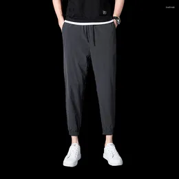Men's Pants Thin Cropped For Men Loose Fitting Sporty And Oversized. Fat Casual Long With Tight Legs Quick Drying