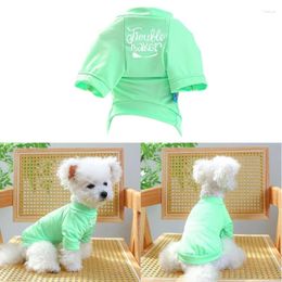 Dog Apparel Pet Dogs Clothes Green Soft Cute T Shirts With Letters Print Round Neck Pullover