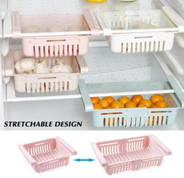 Adjustable Stretchable Refrigerator Organizer Drawer Basket Refrigerator Pullout Drawers Fresh Spacer Layer Storage Rack Kitchen 5957834