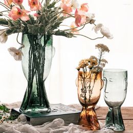 Vases Nordic Light Luxury Transparent Glass Vase Dried Flower Arrangement Decoration Dining Table Living Room Decorations