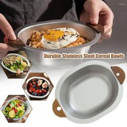 Bowls Stainless Steel Children's Cute Bear Tableware Bowl Double Ear Fall-proof Salad