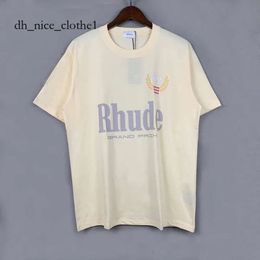 Rhude Shirt Designers Mens Embroidery T Shirts For Summer Mens Tops Letter Polos Shirt Womens Tshirts Clothing Short Sleeved Large Plus Size 100% Cotton Tees 309