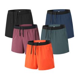 Men Shorts Lu Summer Sport Men Double Layer Gym Sports Shorts Short Pants Summer 1 Piece Sportswear with Pockets Workout Active Wear Outdo