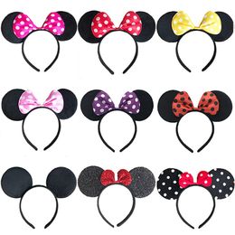 Mouse Ears Headbands for Boys and Girls Birthday Party Bow Headband or Celebrations Solid Black and Red Bow